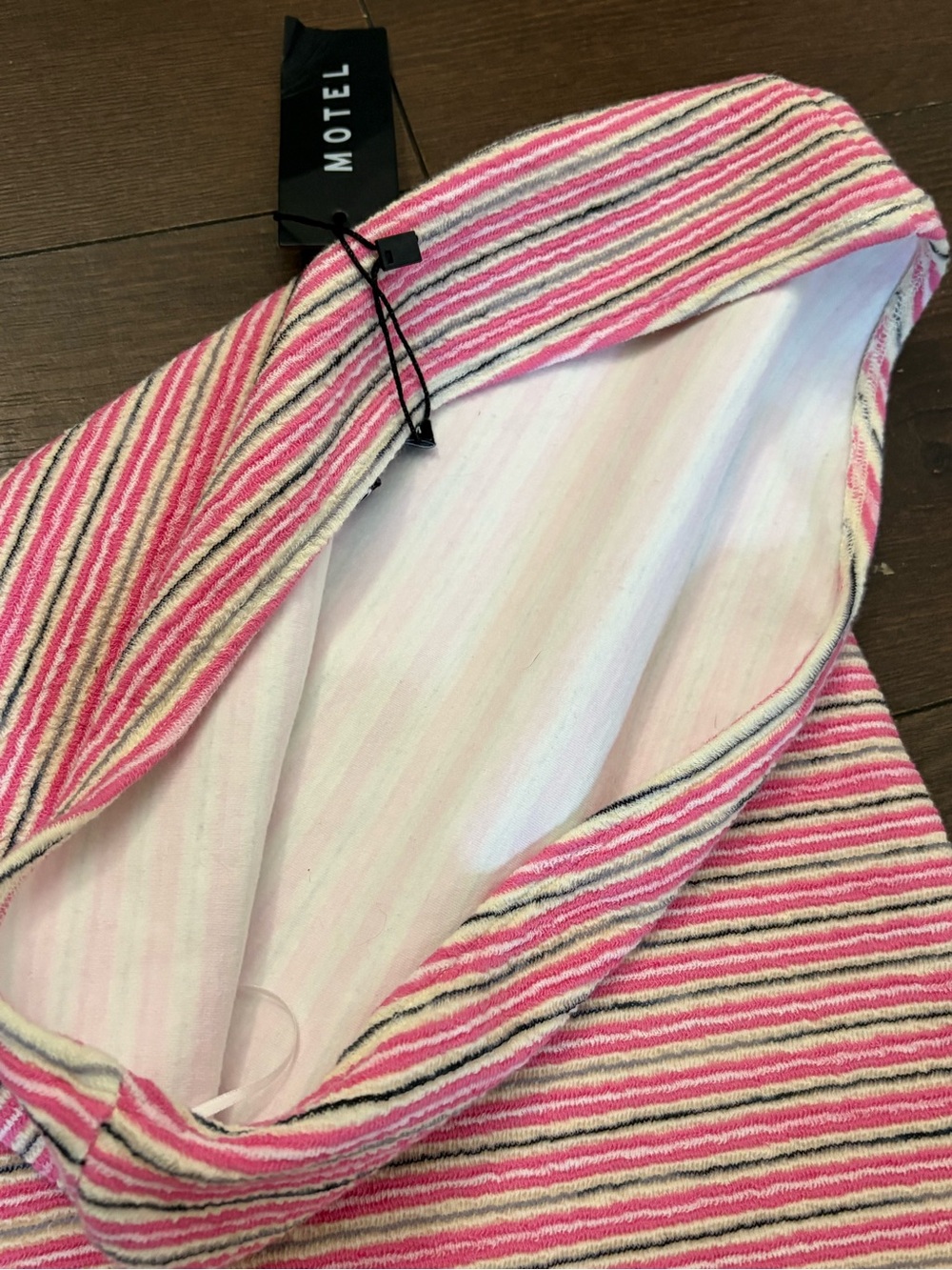 NWT Motel Rocks Dema Strapless Pink Striped Mini Dress - Picture 5 of 9